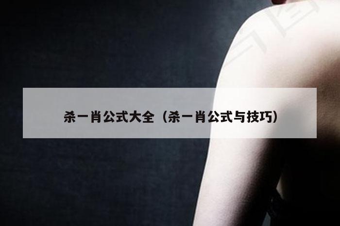 杀一肖公式大全（杀一肖公式与技巧）